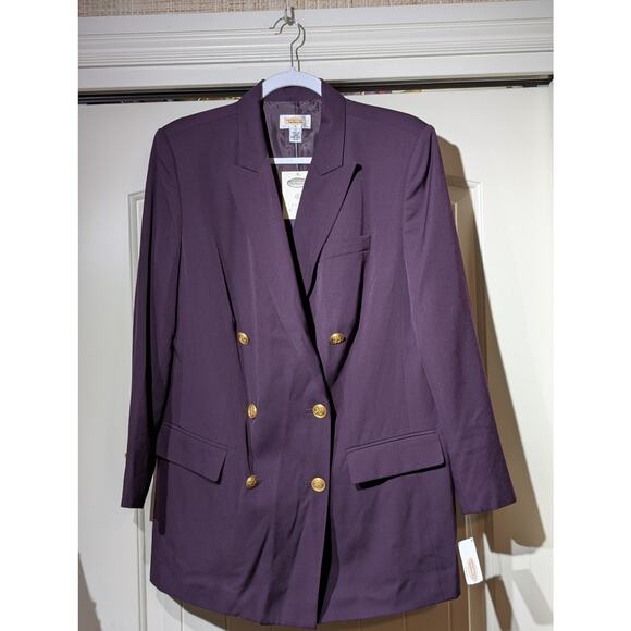 Vintage Talbot's Aubergine Double Breasted Wool Blazer NWT Womens Plus Sz 12W - Picture 1 of 11
